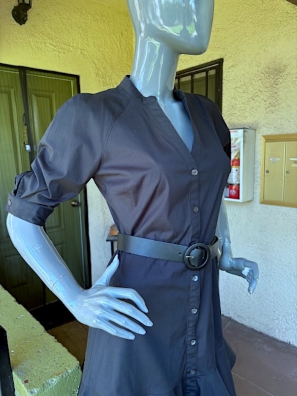 $448 VERONICA BEARD "Molly" Shirt Dress in Stretch Cotton EUC/sz 4 - Picture 11 of 16
